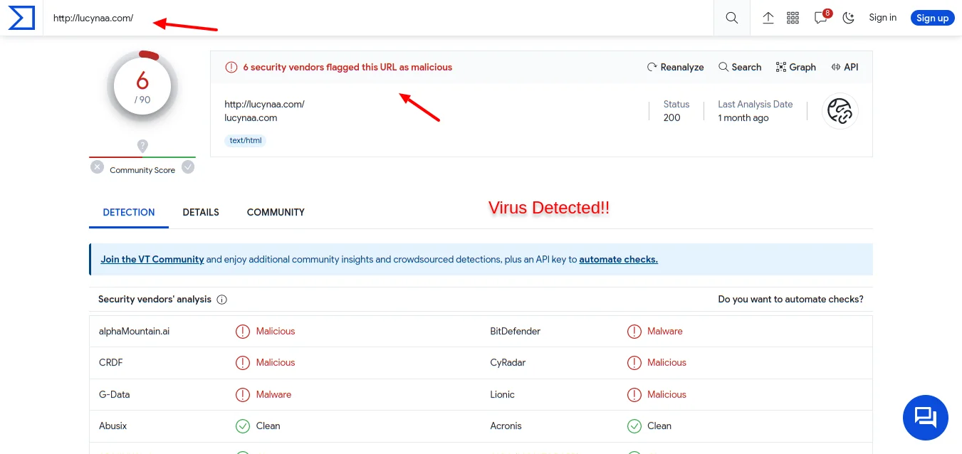 virustotal virus detected