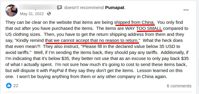 Pumapat Facebook Review