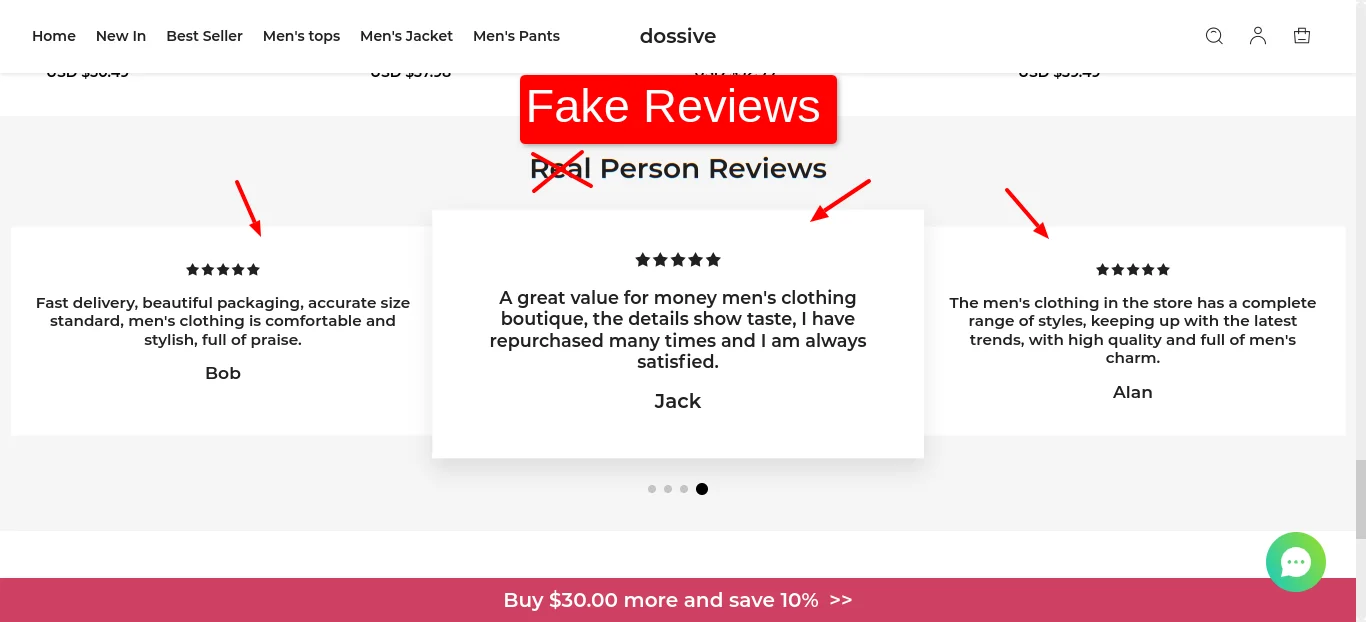 Dossive Fake Reviews