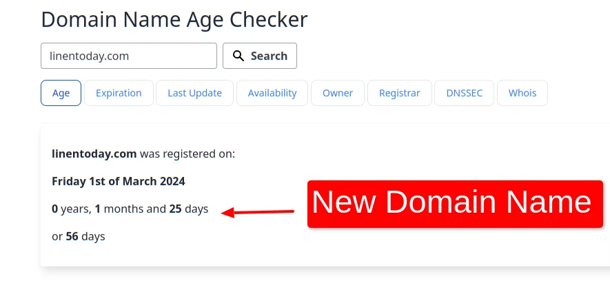 Domain Name Age Checker