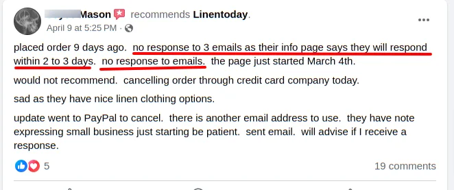 Linentoday Facebook Review