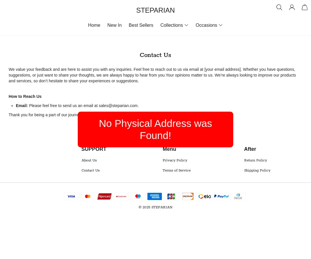 Steparian No Physical Address