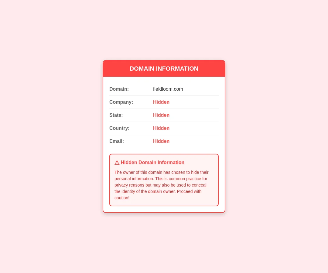 Fieldloom Domain Privacy Alert