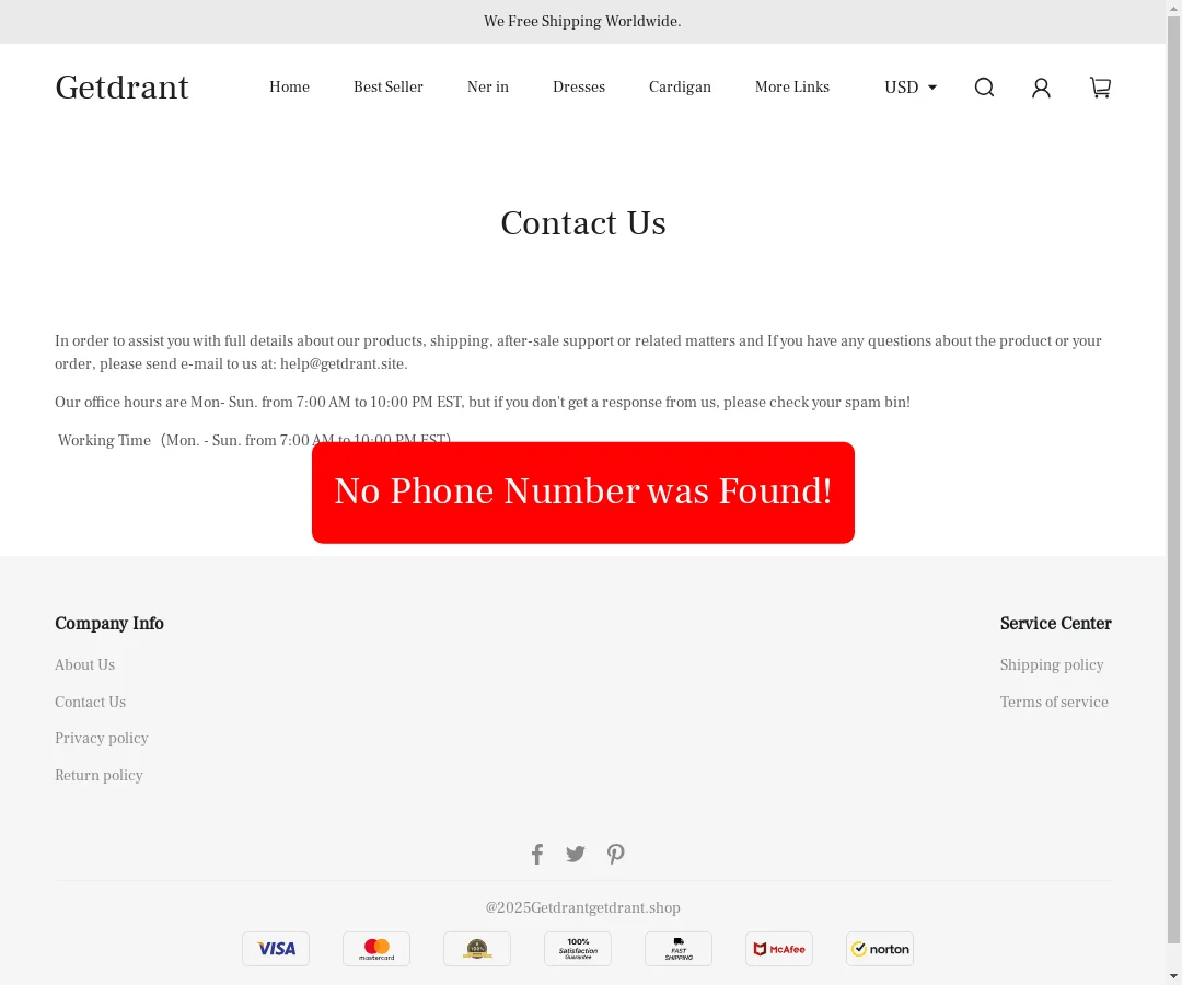 Getdrant No Phone Number