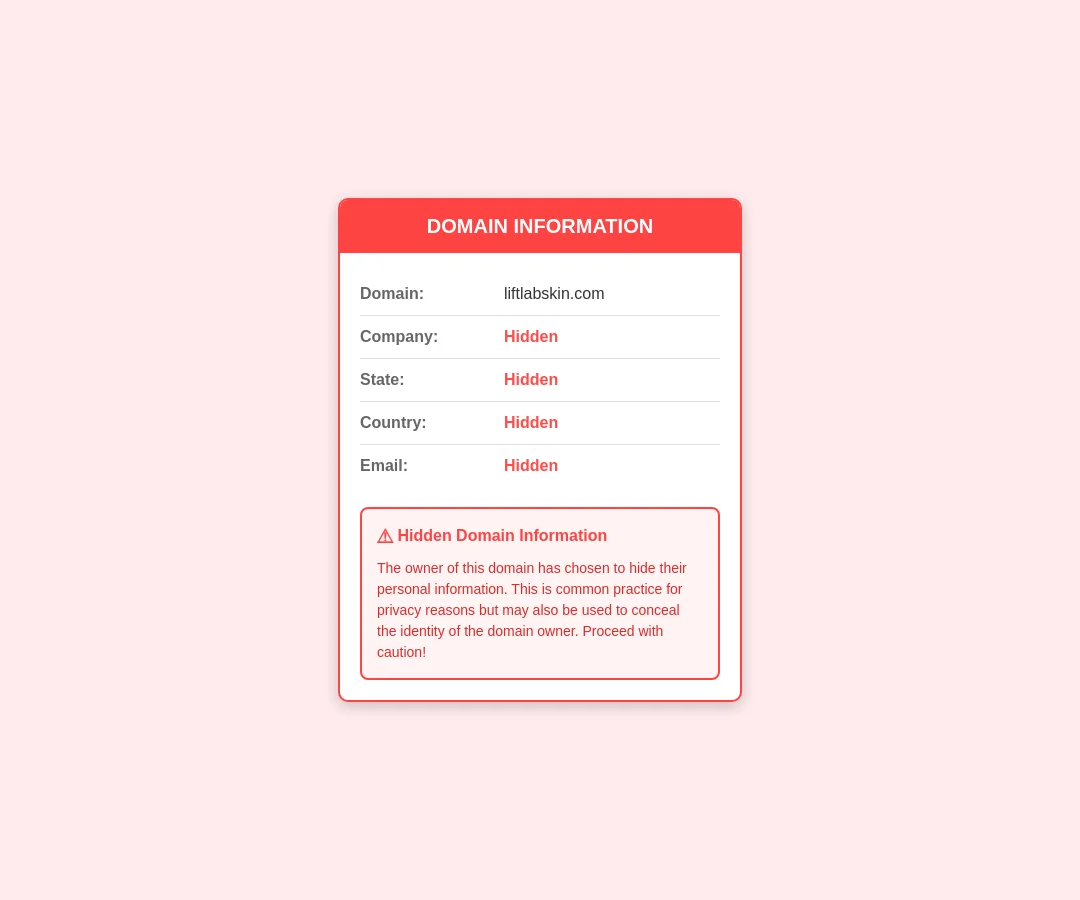 Liftlabskin Domain Privacy Alert