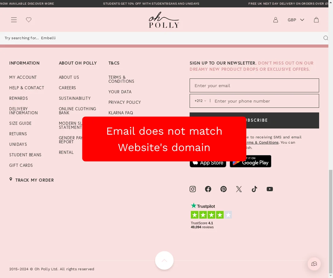 Ohpolly Email Not Match