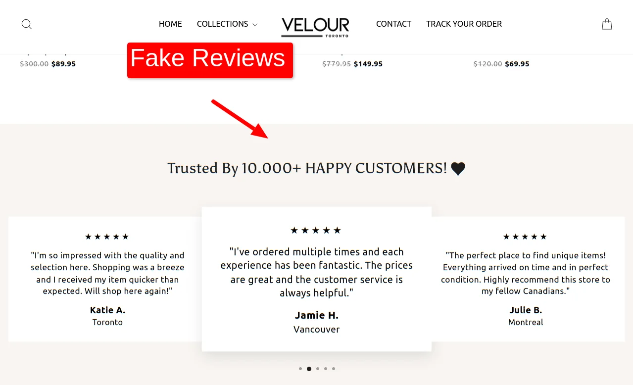 Velour Toronto Fake Reviews