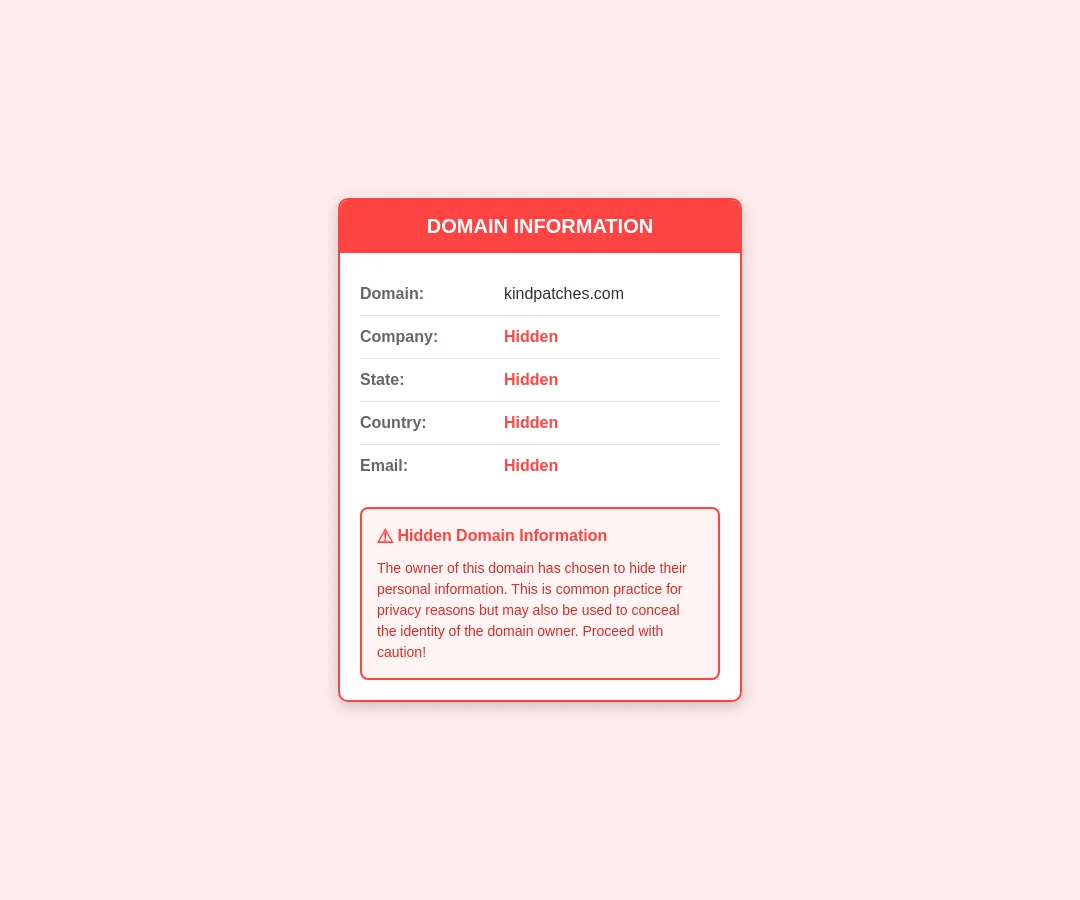 Kindpatches Domain Privacy Alert