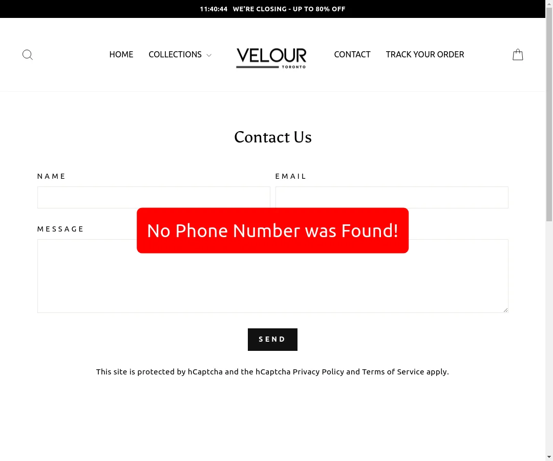 Velourtoronto No Phone Number